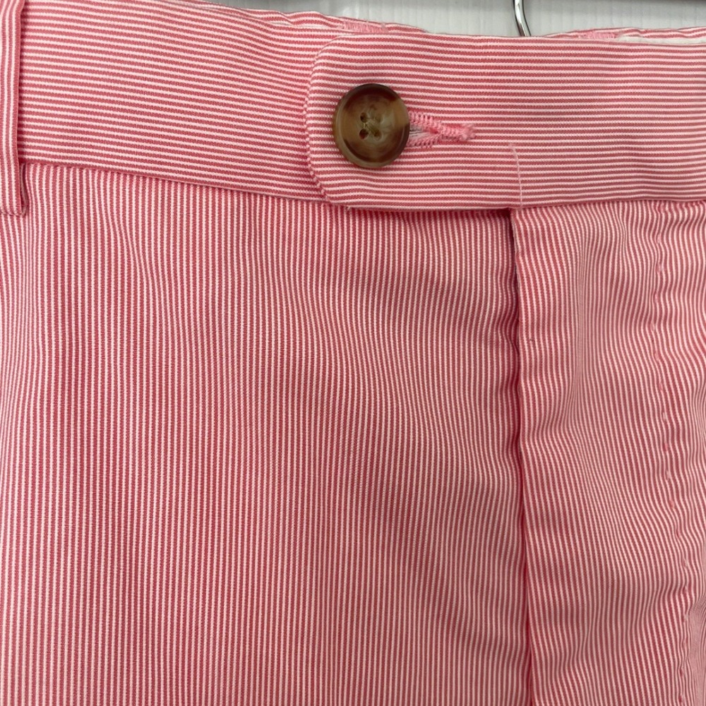 Peter Millar Mens 34 Pink White Seersucker Flat Front Shorts Golf Preppy Clasic - Picture 2 of 7